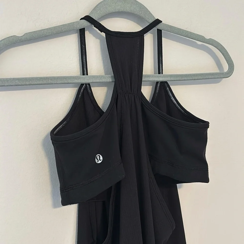 Lululemon Practice Freely Black Tank Size 8 Built In Sports Bra - Picture 6 of 7